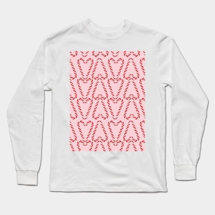 Candy Cane Hearts on bubble gum pink Long Sleeve T-Shirt